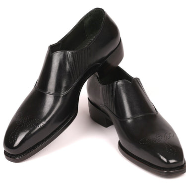 Paul Parkman Goodyear Welted Elasticated Loafers in Black in #color_
