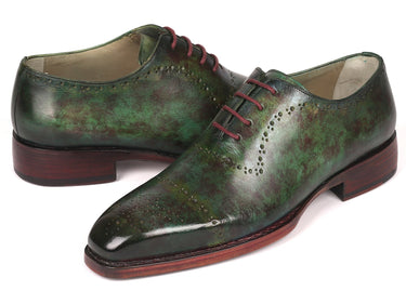 Paul Parkman Men's Goodyear Welted Oxfords in Green Marble Patina