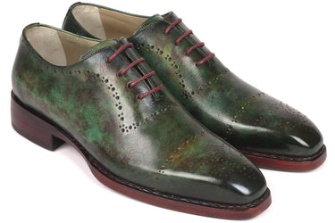 Paul Parkman Men's Goodyear Welted Oxfords in Green Marble Patina