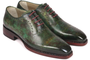 Paul Parkman Men's Goodyear Welted Oxfords in Green Marble Patina
