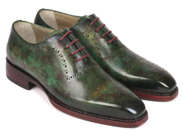 Paul Parkman Men's Goodyear Welted Oxfords in Green Marble Patina