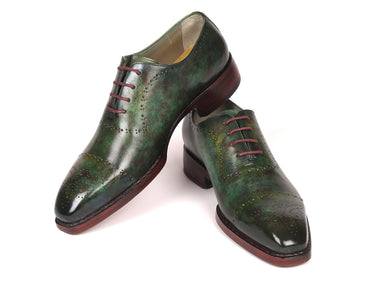 Paul Parkman Men's Goodyear Welted Oxfords in Green Marble Patina