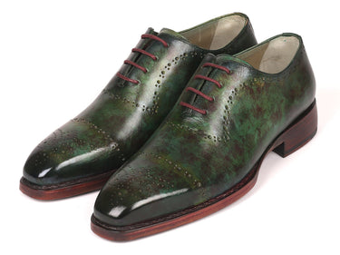 Paul Parkman Men's Goodyear Welted Oxfords in Green Marble Patina