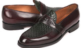 Paul Parkman Men's Woven Leather Loafers in Brown & Green