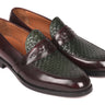 Paul Parkman Men's Woven Leather Loafers in Brown & Green