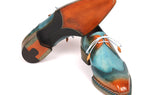 Paul Parkman Norwegian Welted Wingtip Derby Shoes in Turquoise & Tobacco