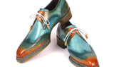 Paul Parkman Norwegian Welted Wingtip Derby Shoes in Turquoise & Tobacco