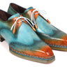Paul Parkman Norwegian Welted Wingtip Derby Shoes in Turquoise & Tobacco