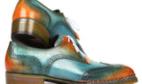 Paul Parkman Norwegian Welted Wingtip Derby Shoes in Turquoise & Tobacco