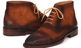 Paul Parkman Men's Suede Cap Toe Ankle Boots in Antique Brown