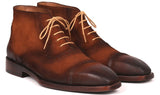 Paul Parkman Men's Suede Cap Toe Ankle Boots in Antique Brown