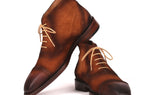 Paul Parkman Men's Suede Cap Toe Ankle Boots in Antique Brown