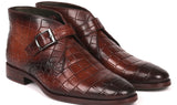 Paul Parkman Men's Single Monk Strap Ankle Boots in Brown