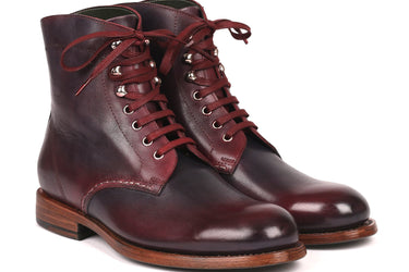 Paul Parkman Men's Leather Boots in Bordeaux & Navy