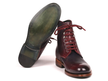 Paul Parkman Men's Leather Boots in Bordeaux & Navy
