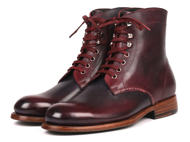 Paul Parkman Men's Leather Boots in Bordeaux & Navy