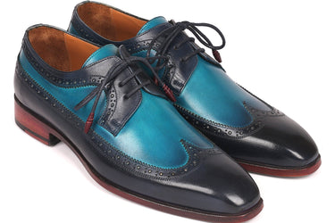 Paul Parkman Men's Wingtip Derby Shoes in Blue Dual Tone