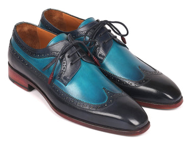 Paul Parkman Men's Wingtip Derby Shoes in Blue Dual Tone