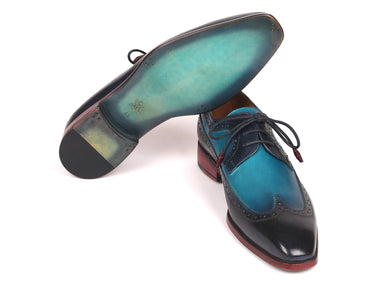 Paul Parkman Men's Wingtip Derby Shoes in Blue Dual Tone