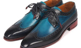 Paul Parkman Men's Wingtip Derby Shoes in Blue Dual Tone