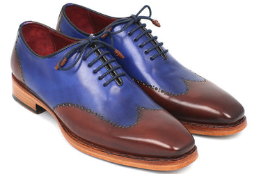 Paul Parkman Men's Goodyear Welted Wingtip Oxfords in Blue & Brown