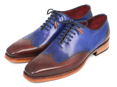 Paul Parkman Men's Goodyear Welted Wingtip Oxfords in Blue & Brown