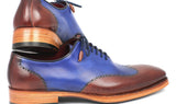 Paul Parkman Men's Goodyear Welted Wingtip Oxfords in Blue & Brown