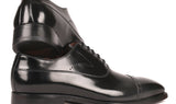 Paul Parkman Polished Leather Goodyear Welted Cap Toe Oxfords in Black