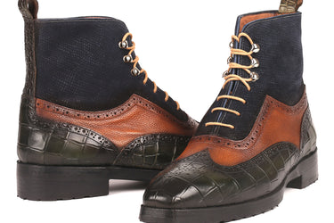 Paul Parkman Men's Wingtip Rubber Sole Boots in Three Tones