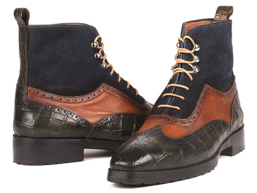Paul Parkman Men's Wingtip Rubber Sole Boots in Three Tones