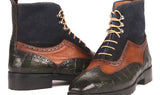 Paul Parkman Men's Wingtip Rubber Sole Boots in Three Tones