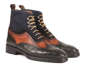 Paul Parkman Men's Wingtip Rubber Sole Boots in Three Tones