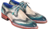 Paul Parkman Norwegian Welted Wingtip Derby Shoes in Blue & Grey