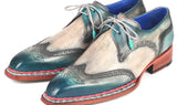 Paul Parkman Norwegian Welted Wingtip Derby Shoes in Blue & Grey