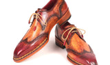 Paul Parkman Norwegian Welted Wingtip Derby Shoes in Red & Camel