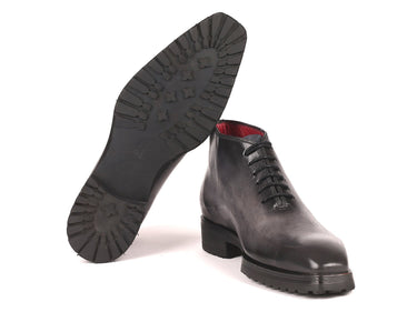 Paul Parkman Men's Ankle Boots in Gray Burnished