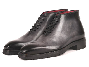 Paul Parkman Men's Ankle Boots in Gray Burnished