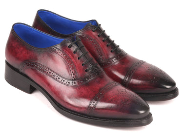 Paul Parkman Goodyear Welted Cap Toe Oxford Shoes in Bordeaux Burnished