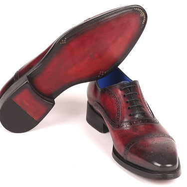 Paul Parkman Goodyear Welted Cap Toe Oxford Shoes in Bordeaux Burnished in #color_
