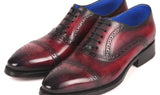 Paul Parkman Goodyear Welted Cap Toe Oxford Shoes in Bordeaux Burnished