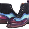 Paul Parkman Men's Wingtip Rubber Sole Boots in Purple, Light Blue & Navy