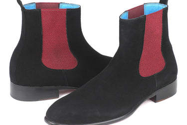 Paul Parkman Men's Suede Chelsea Boots in Black