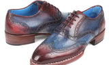 Paul Parkman Men's Goodyear Welted Wingtip Oxfords in Blue & Bordeaux