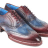 Paul Parkman Men's Goodyear Welted Wingtip Oxfords in Blue & Bordeaux