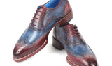 Paul Parkman Men's Goodyear Welted Wingtip Oxfords in Blue & Bordeaux