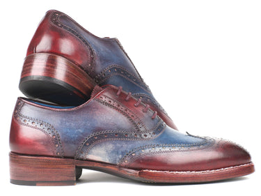 Paul Parkman Men's Goodyear Welted Wingtip Oxfords in Blue & Bordeaux