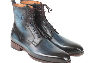 Paul Parkman Men's Leather Boots in Blue & Brown