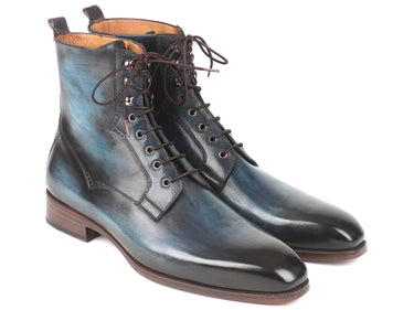 Paul Parkman Men's Leather Boots in Blue & Brown