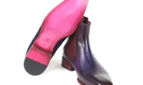 Paul Parkman Men's Leather Chelsea Boots in Navy & Purple
