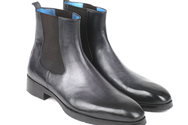 Paul Parkman Men's Leather Chelsea Boots in Black & Gray